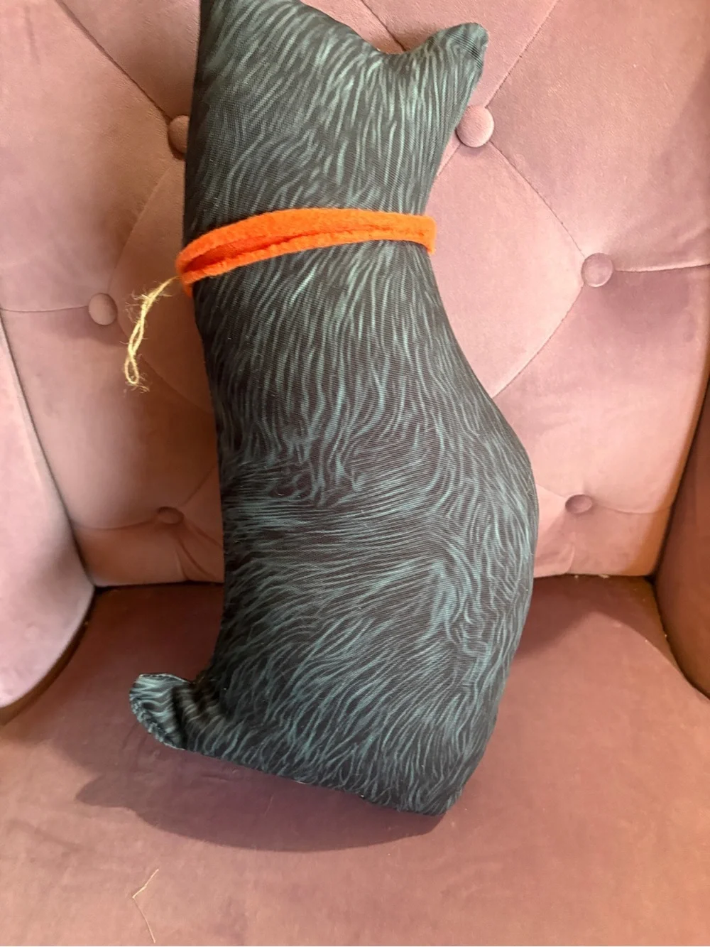 Vintage style Black Cat Pillow Décor with Orange Bow - Unbranded